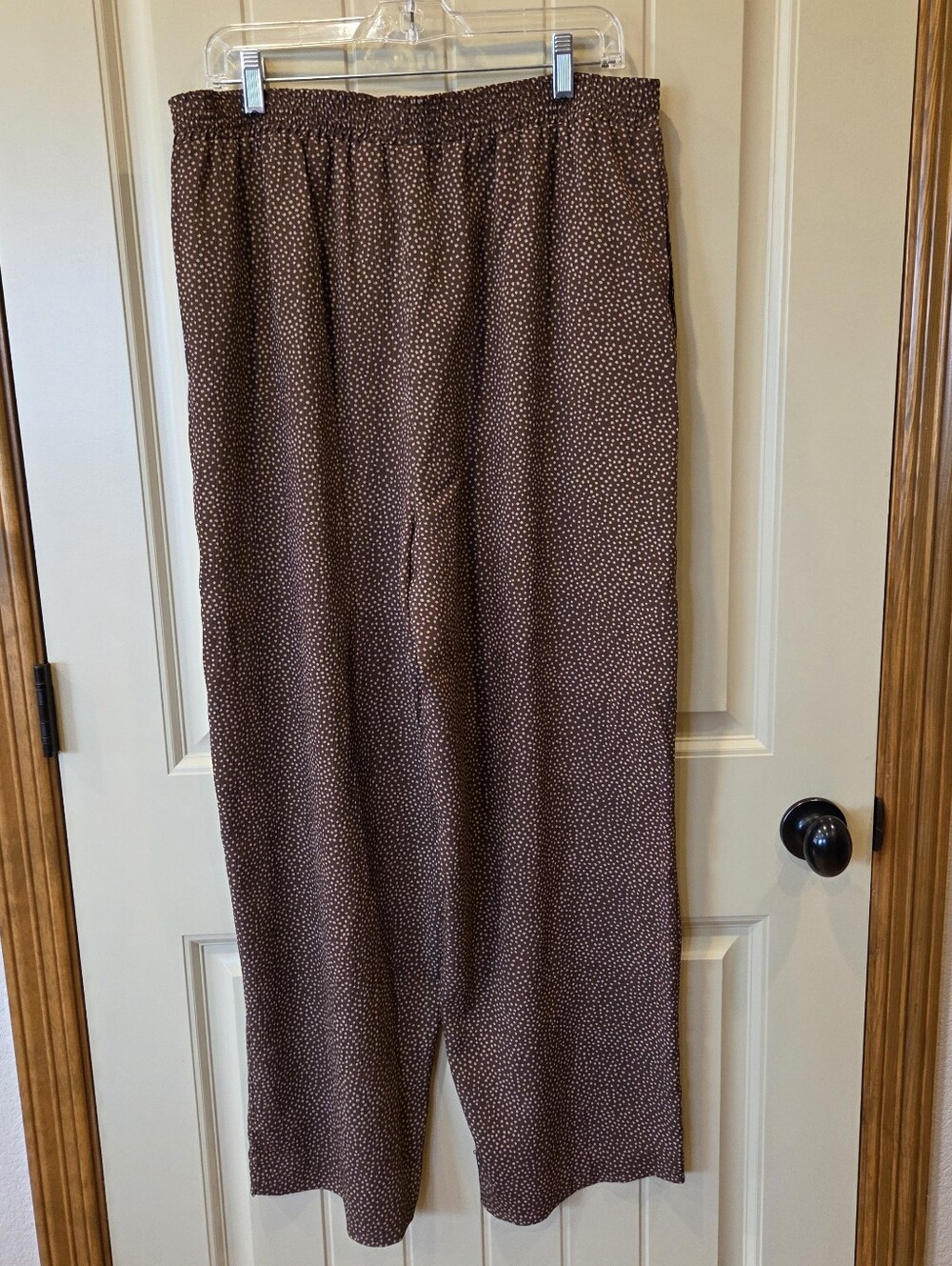 NWT Alfred Dunner Brown Polka Dot Crinkle Pants Size 16 Elastic Waist Vintage - Picture 11 of 13